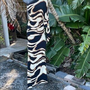 Julian Chang zebra print or tiger print single shoulder drop waist  maxi